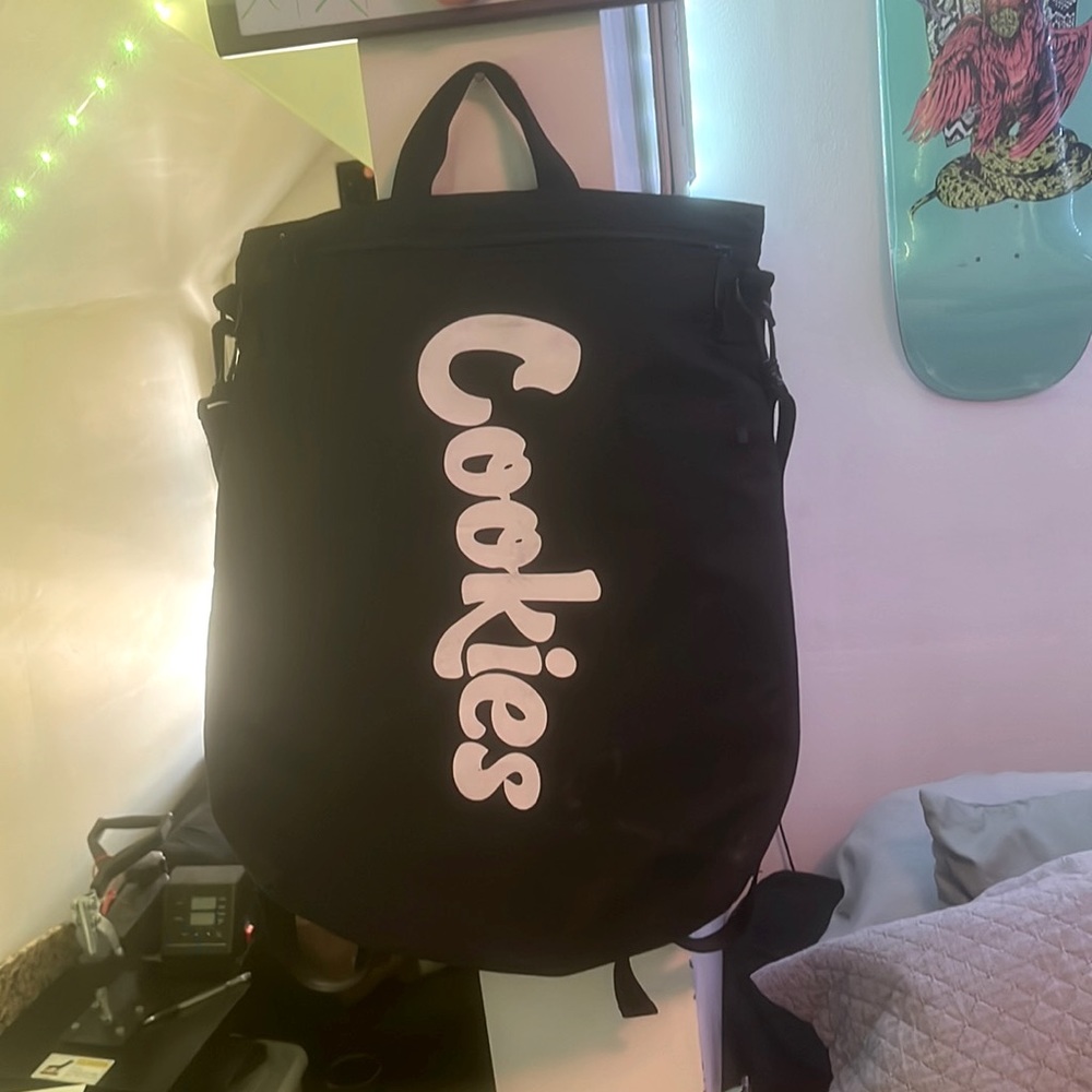 cookies, smell proof bag tote and bookbag